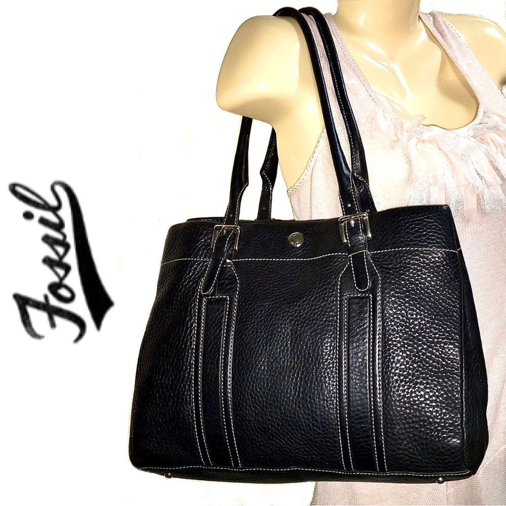 FOSSIL black leather tote